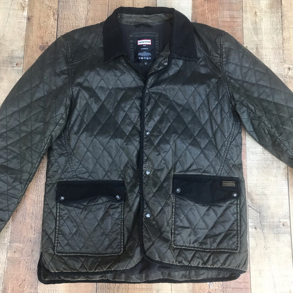 Hunter Quilted Men's Jacket in Olive with Black Trim
